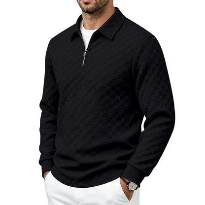 Julian Textured Quarter-Zip Knit Pullover