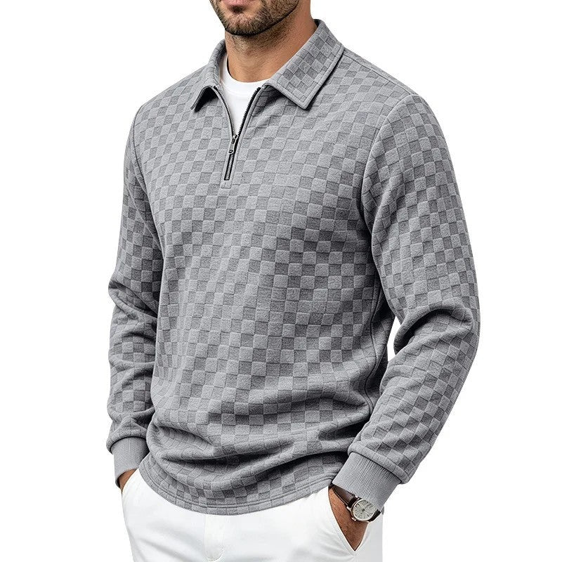 Julian Textured Quarter-Zip Knit Pullover