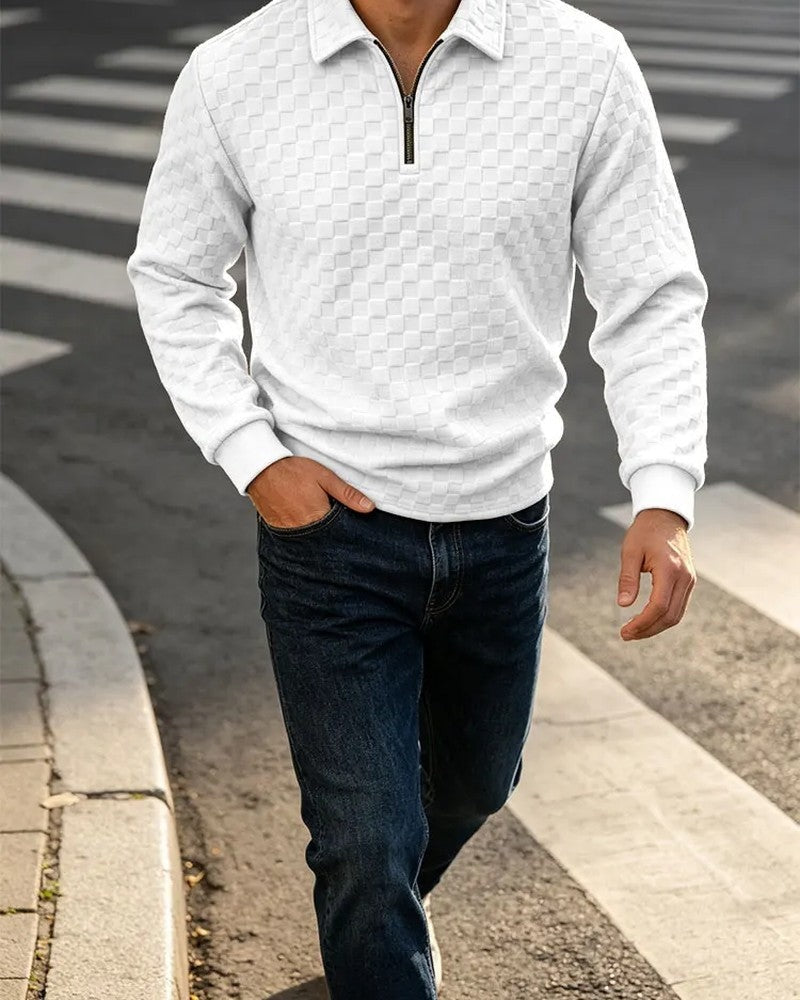 Julian Textured Quarter-Zip Knit Pullover