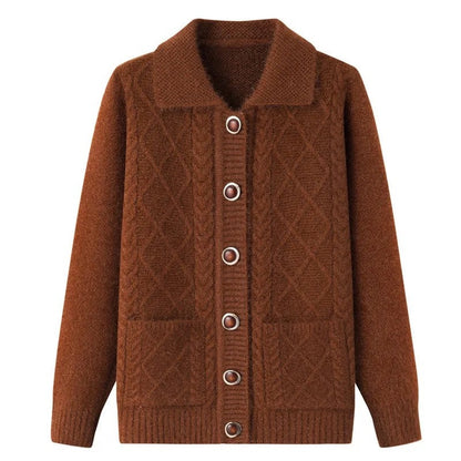June Cable Knit Button-Up Cardigan