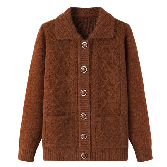 June Cable Knit Button-Up Cardigan
