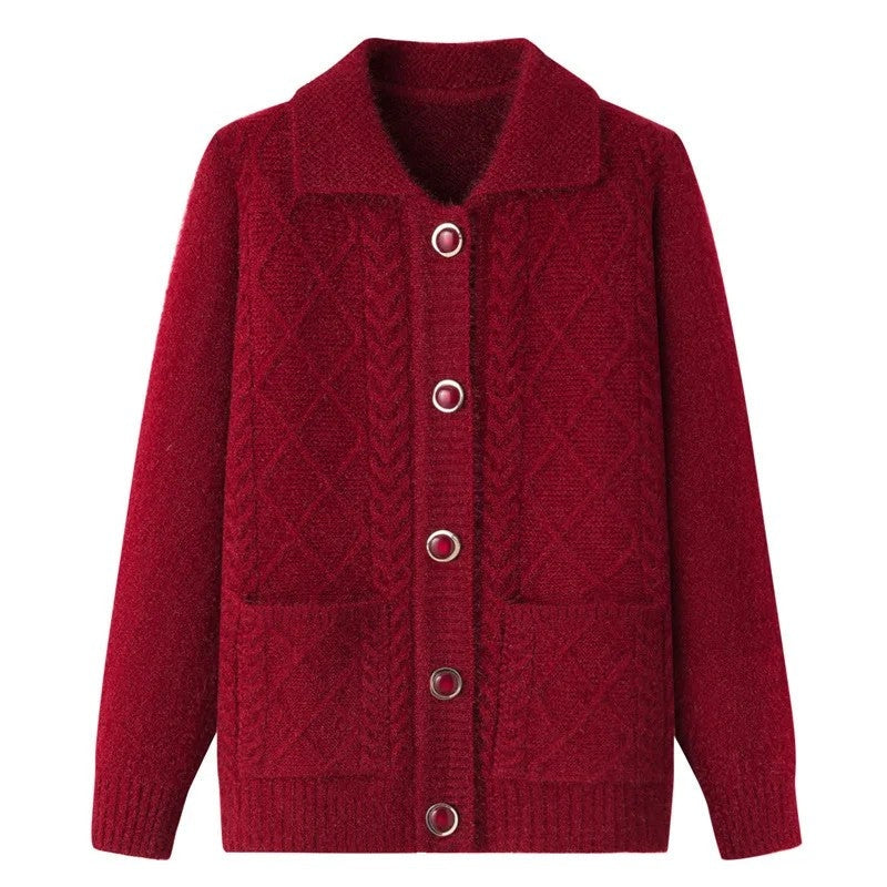June Cable Knit Button-Up Cardigan