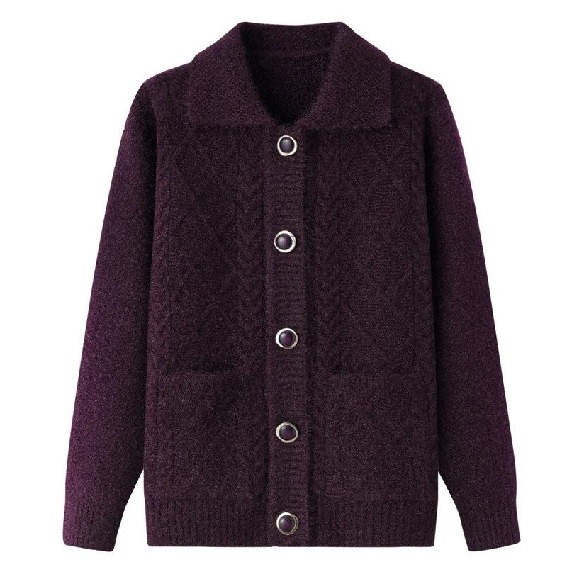 June Cable Knit Button-Up Cardigan