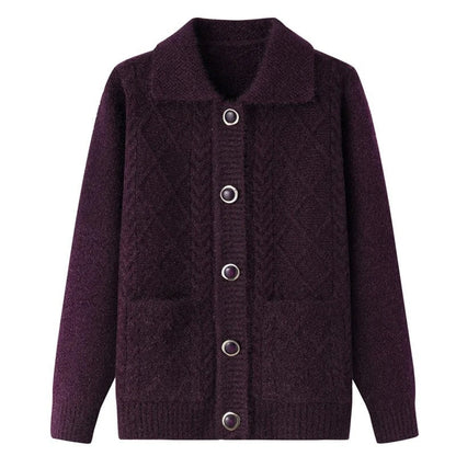 June Cable Knit Button-Up Cardigan