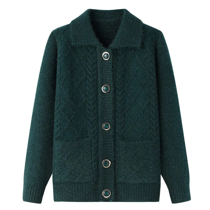 June Cable Knit Button-Up Cardigan
