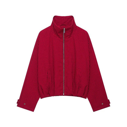 Leah Relaxed Grid Zip Jacket