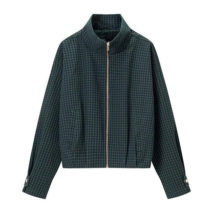 Leah Relaxed Grid Zip Jacket