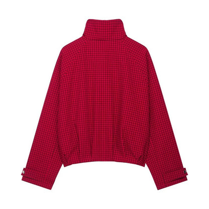 Leah Relaxed Grid Zip Jacket
