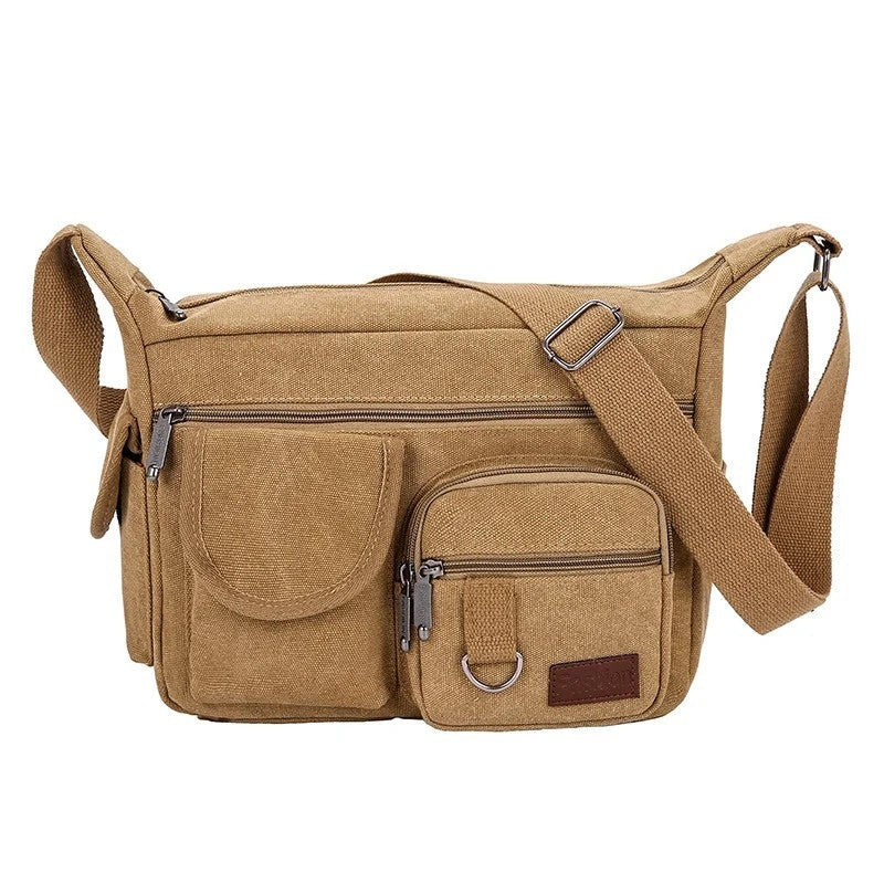 Leo Canvas Multi-Pocket Crossbody Bag