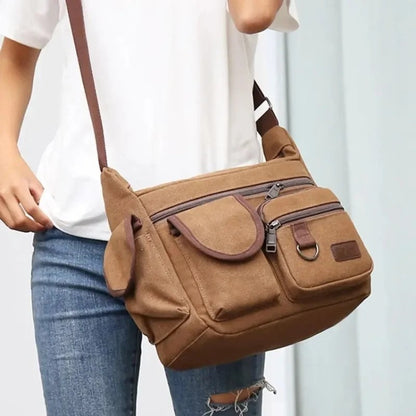 Leo Canvas Multi-Pocket Crossbody Bag