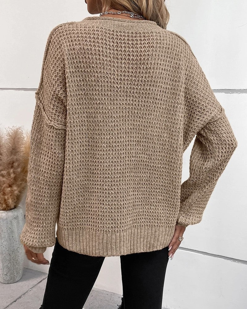 Leonard Waffle Knit Button-Up Sweater