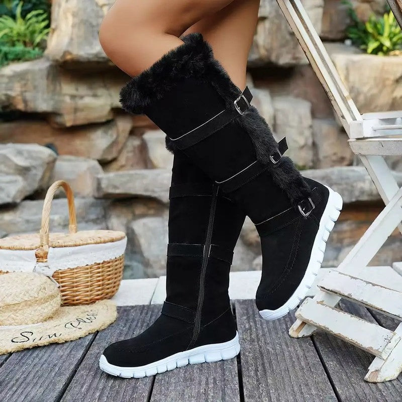Lina Fleece Lined Buckle Knee Boot