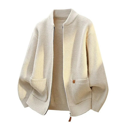 Luca Relaxed Ribbed Zip Cardigan