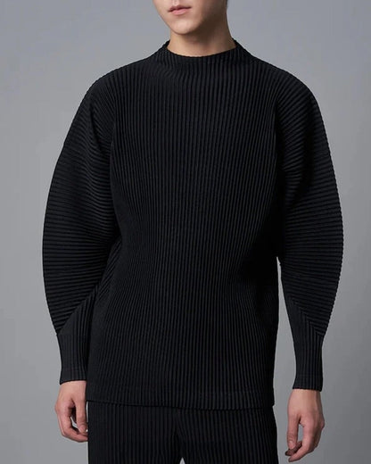 Lucas Pleated Ribbed Knit Sweater