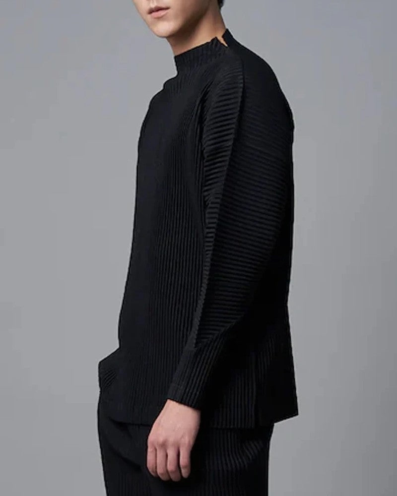 Lucas Pleated Ribbed Knit Sweater