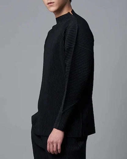Lucas Pleated Ribbed Knit Sweater