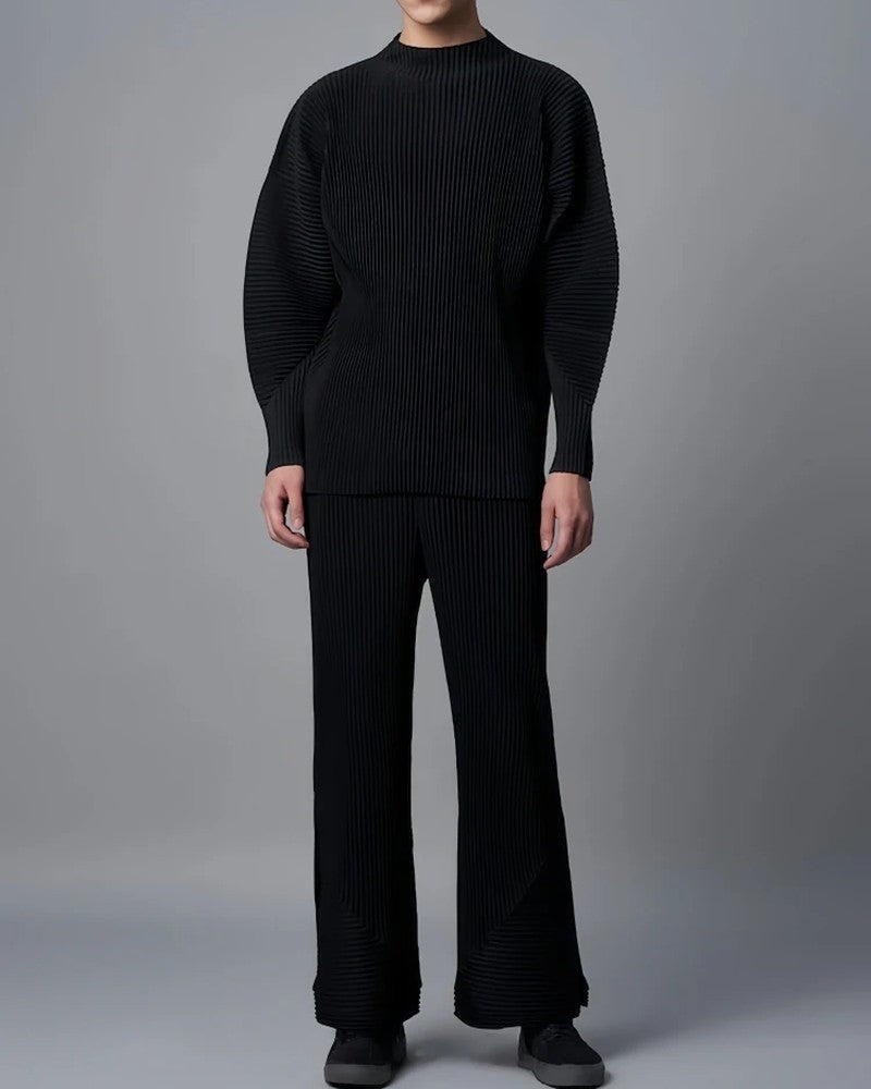 Lucas Pleated Ribbed Knit Sweater