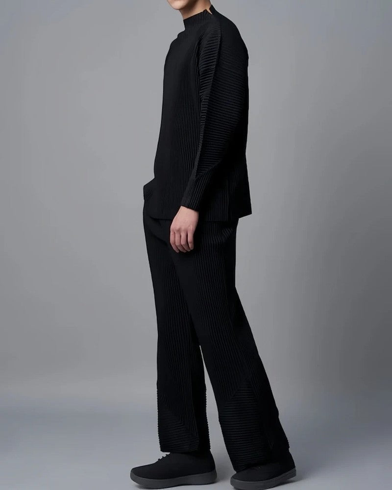 Lucas Pleated Ribbed Knit Sweater
