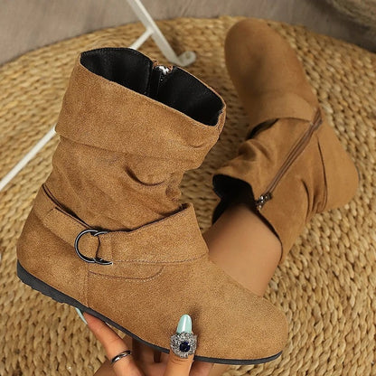 Lucia Slouch Suede Ring Ankle Boots