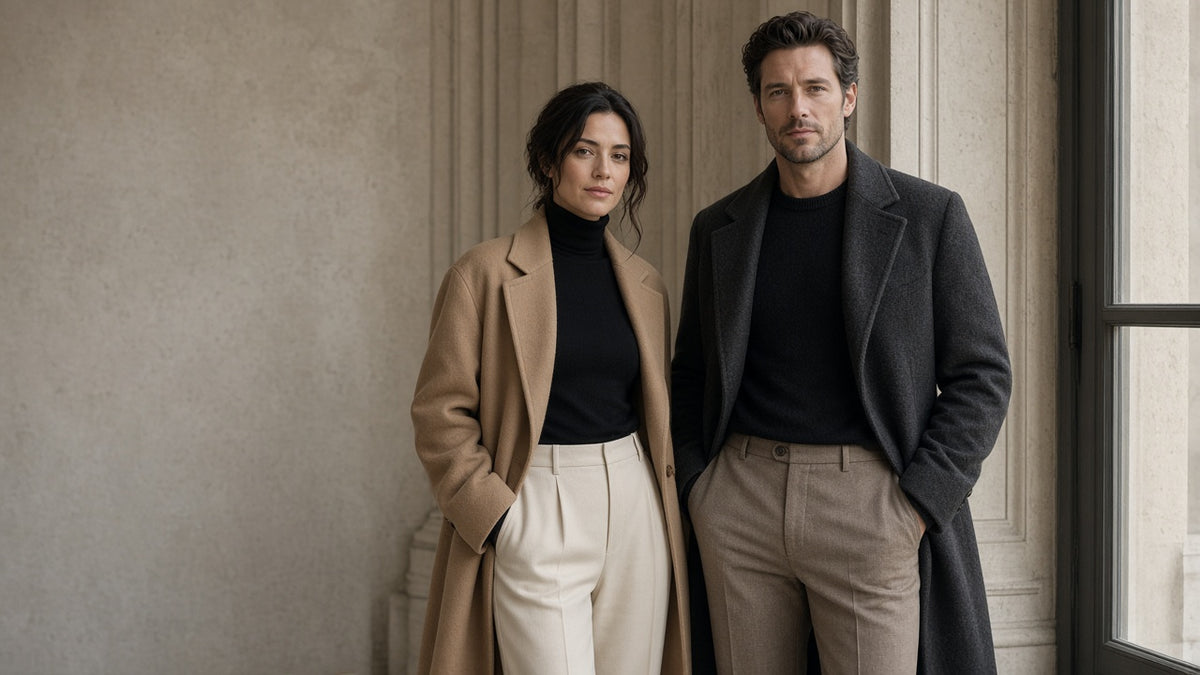 Man and woman in wool coats