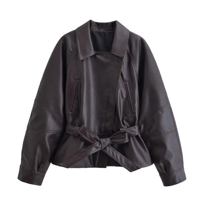 Lucy Relaxed Faux Leather Belted Jacket