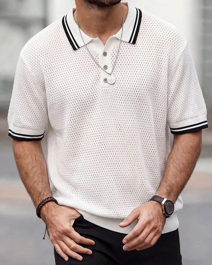 Marco Textured Knit Stripe Polo Shirt