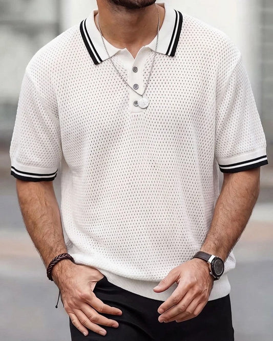 Marco Textured Knit Stripe Polo Shirt