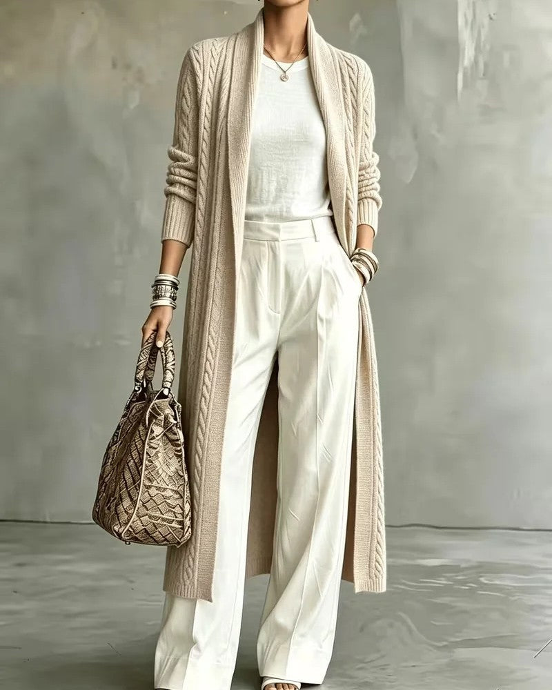 Martha Cable Knit Long Cardigan