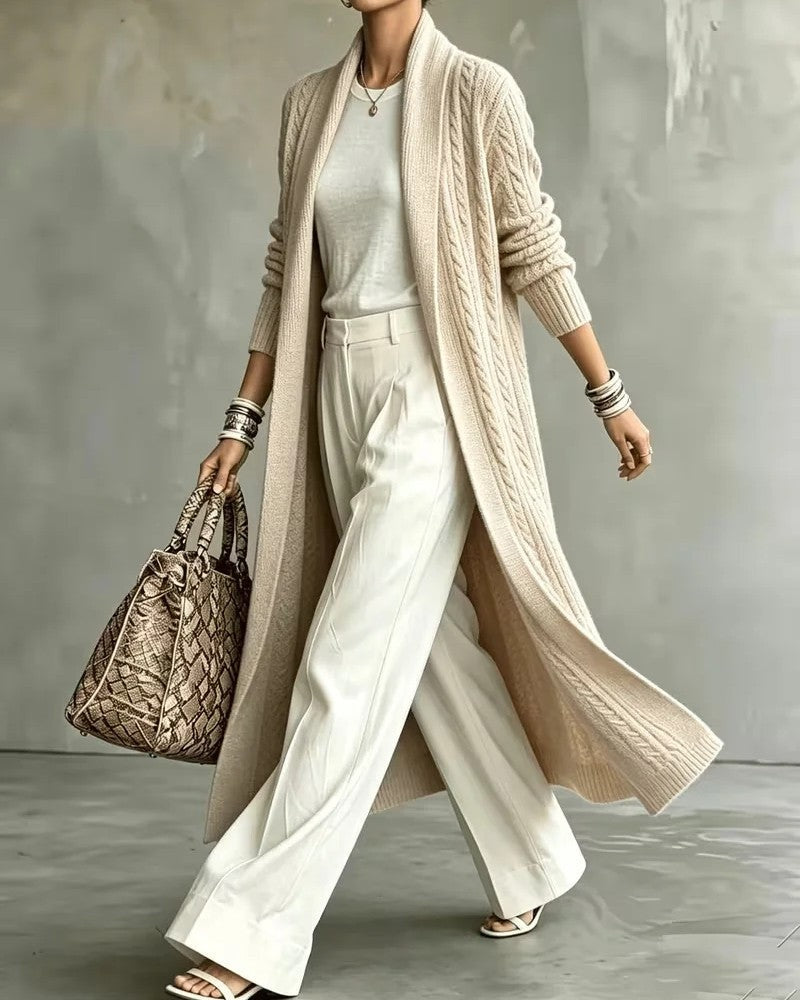 Martha Cable Knit Long Cardigan
