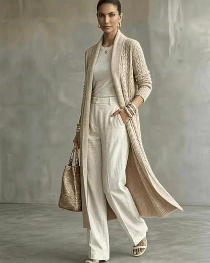 Martha Cable Knit Long Cardigan
