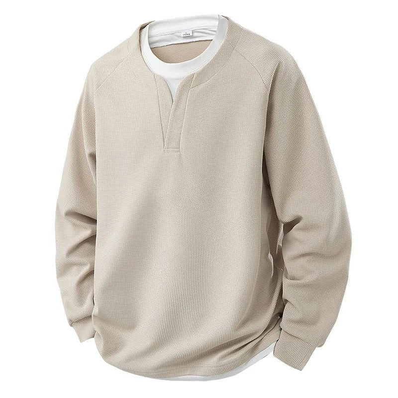 Mateo Waffle Knit Relaxed Pullover Sweatshirt