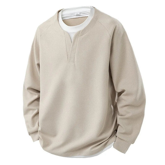 Mateo Waffle Knit Relaxed Pullover Sweatshirt