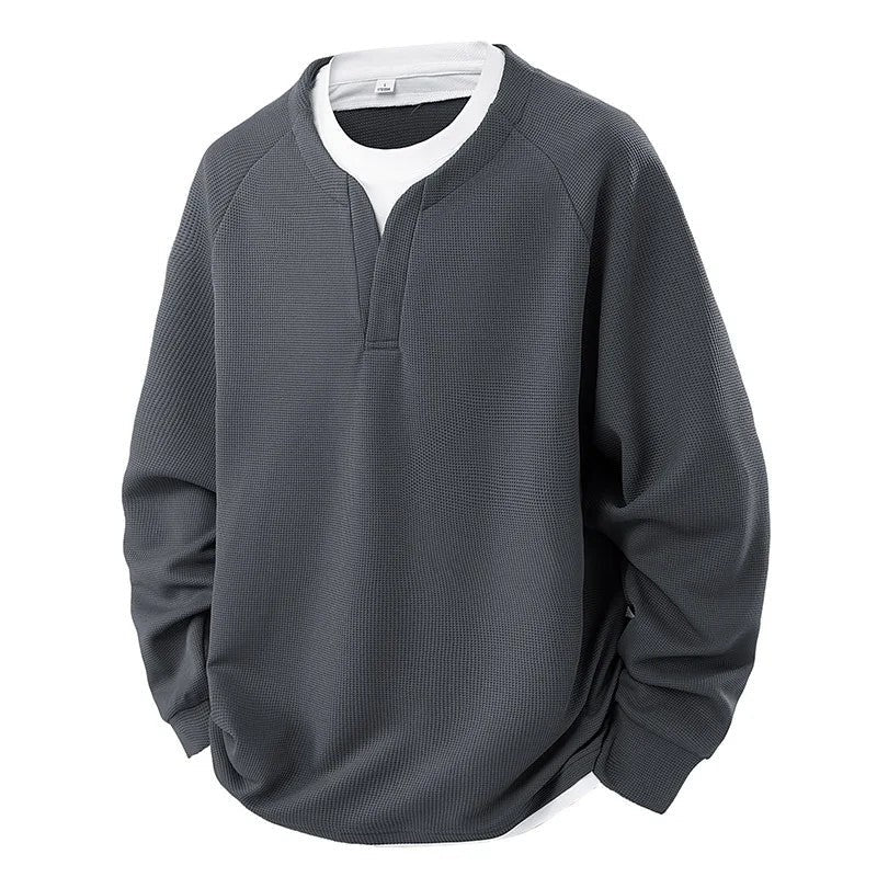 Mateo Waffle Knit Relaxed Pullover Sweatshirt