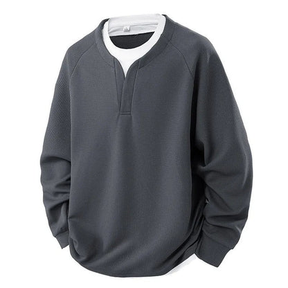 Mateo Waffle Knit Relaxed Pullover Sweatshirt
