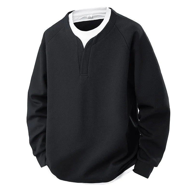 Mateo Waffle Knit Relaxed Pullover Sweatshirt