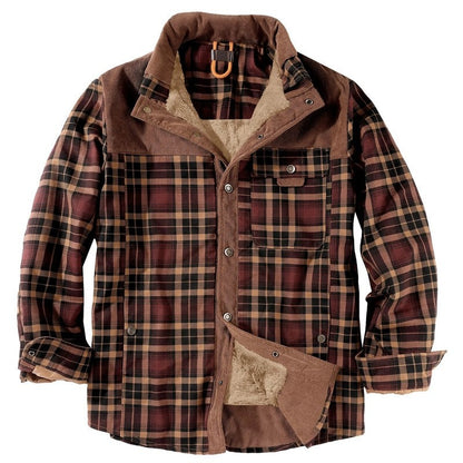 Megan Sherpa Lined Plaid Shirt Jacket
