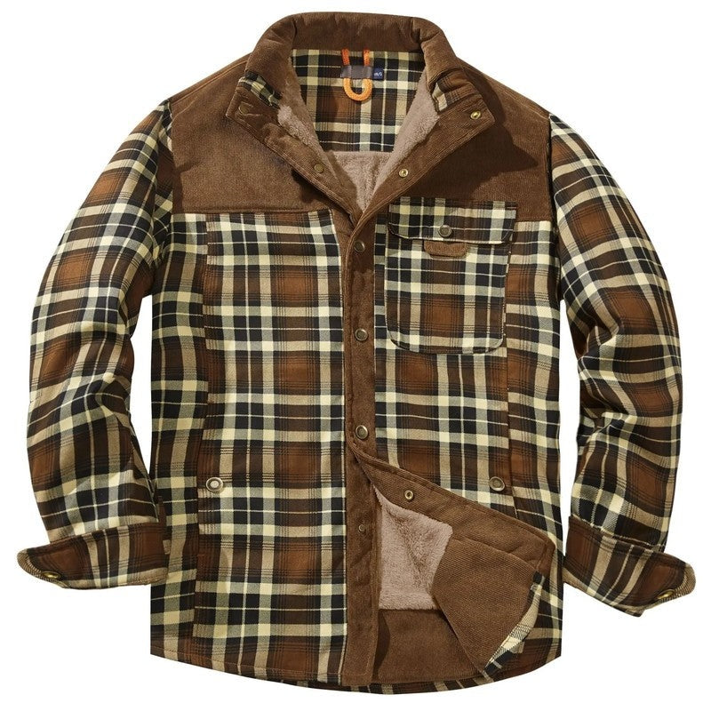 Megan Sherpa Lined Plaid Shirt Jacket