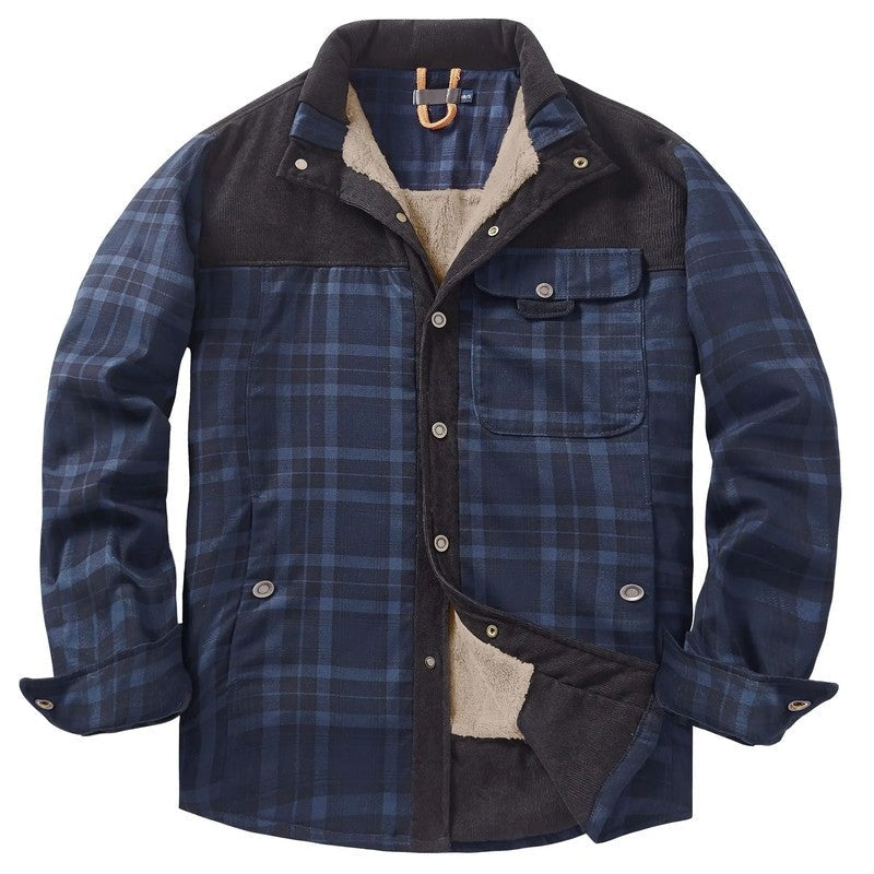 Megan Sherpa Lined Plaid Shirt Jacket