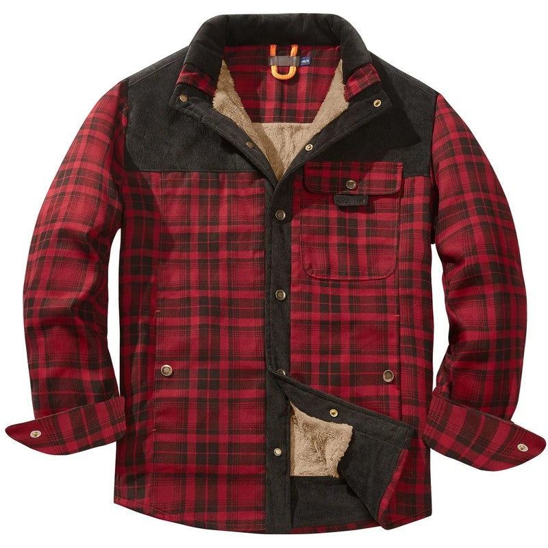 Megan Sherpa Lined Plaid Shirt Jacket