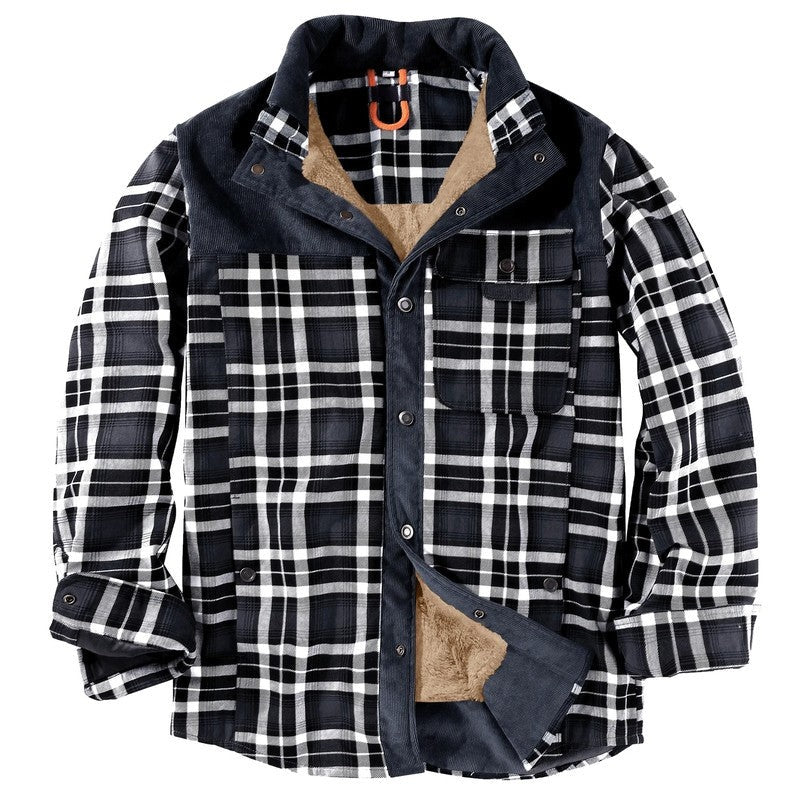 Megan Sherpa Lined Plaid Shirt Jacket