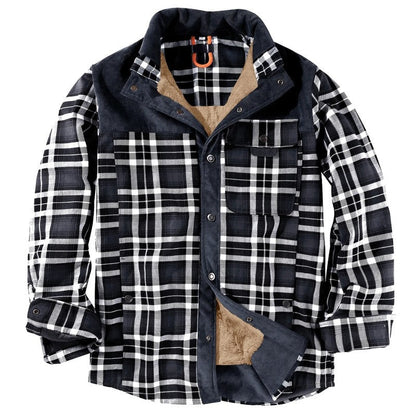 Megan Sherpa Lined Plaid Shirt Jacket