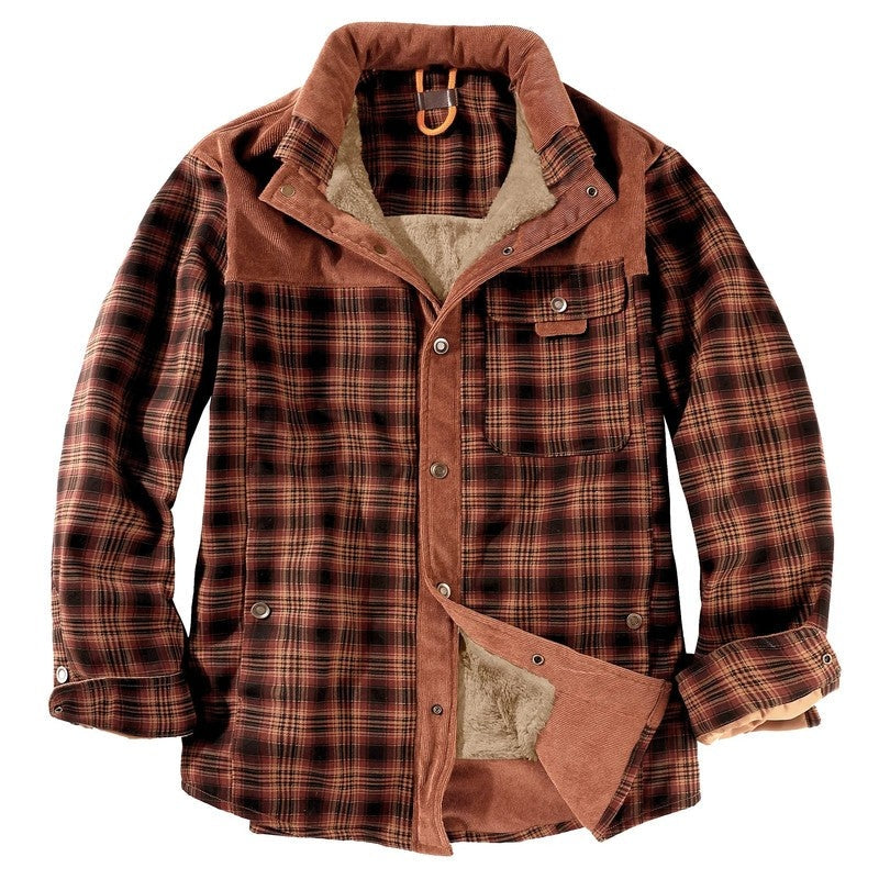 Megan Sherpa Lined Plaid Shirt Jacket