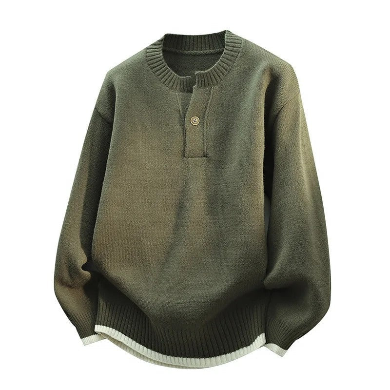 Miguel Relaxed Ribbed Button-Up Sweater