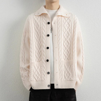 Miles Men's Cable Knit Button-Up Cardigan