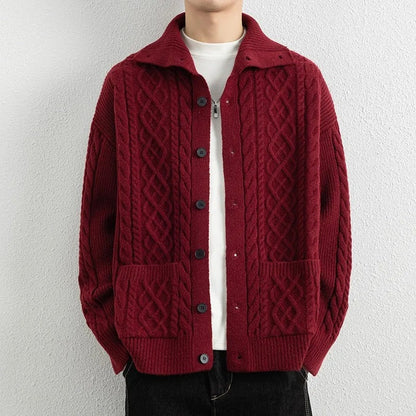Miles Men's Cable Knit Button-Up Cardigan