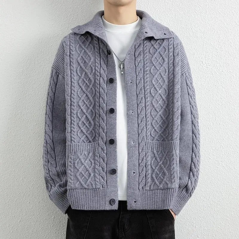Miles Men's Cable Knit Button-Up Cardigan