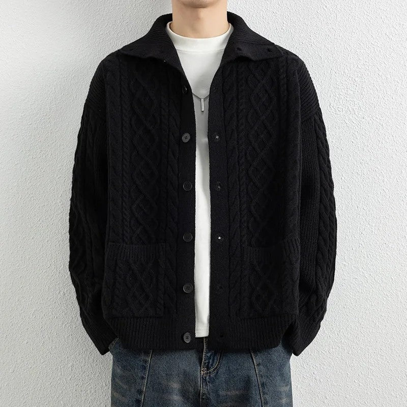 Miles Men's Cable Knit Button-Up Cardigan
