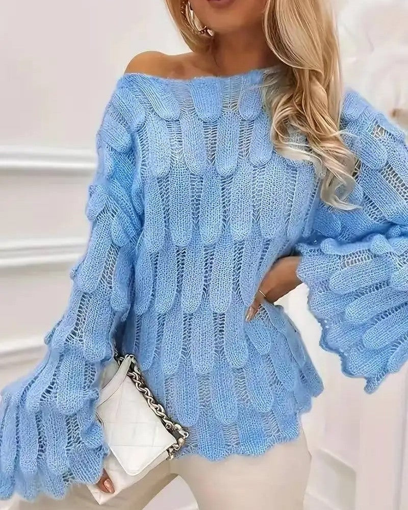 Monica Textured Open-Knit Relaxed Sweater