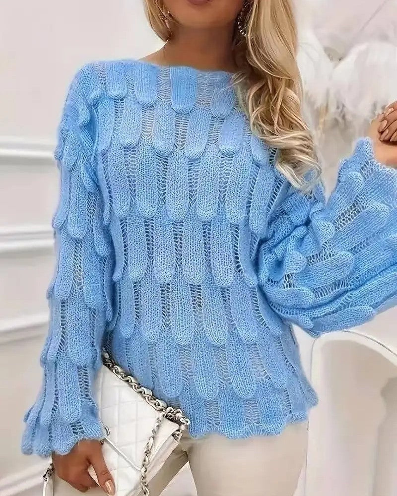 Monica Textured Open-Knit Relaxed Sweater