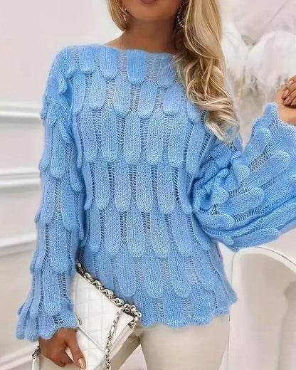 Monica Textured Open-Knit Relaxed Sweater